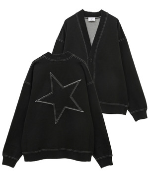 BACK STAR★ PATCH INDIGO SWEAT CARDIGAN