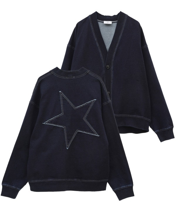 BACK STAR★ PATCH INDIGO SWEAT CARDIGAN 詳細画像 インディゴブルー 1