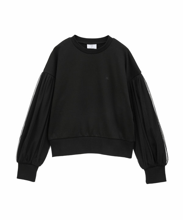 TULLE SLEEVE SHORT SWEAT 詳細画像 ブラック 1