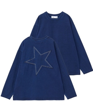 BACK STAR★ PATCH INDIGO LONGSLEEVE TEE