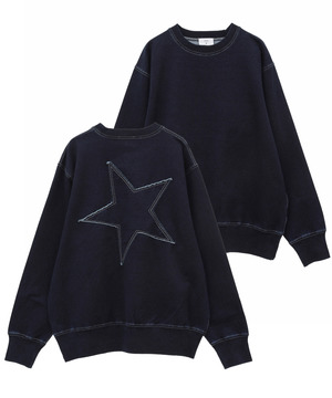 BACK STAR★ PATCH INDIGO SWEAT