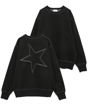 BACK STAR★ PATCH INDIGO SWEAT