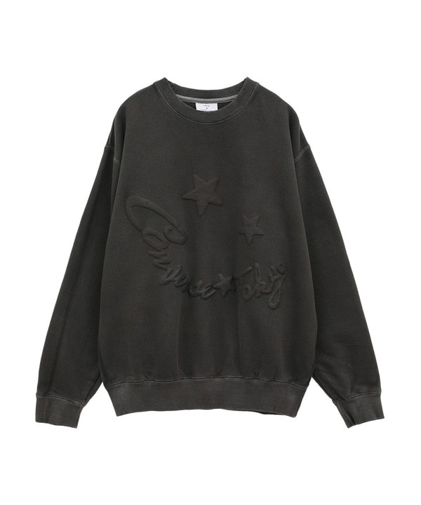 PIGMENT DYE CRUSHEDFOAM PRINT SWEAT 詳細画像 ブラック 1