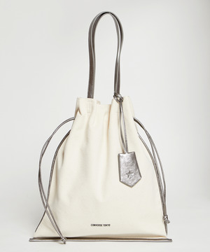 CANVAS METALLIC GATHERED TOTE BAG