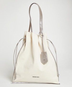 CANVAS METALLIC GATHERED TOTE BAG