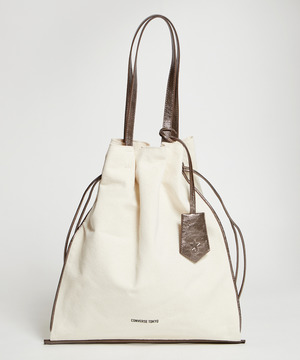 CANVAS METALLIC GATHERED TOTE BAG