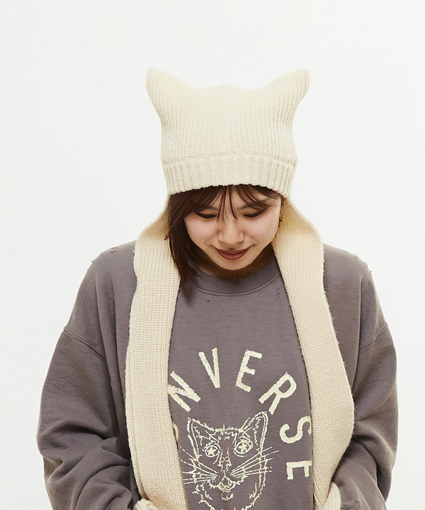 CAT EAR KNIT CAP＆MUFFLER 詳細画像 オフホワイト 1