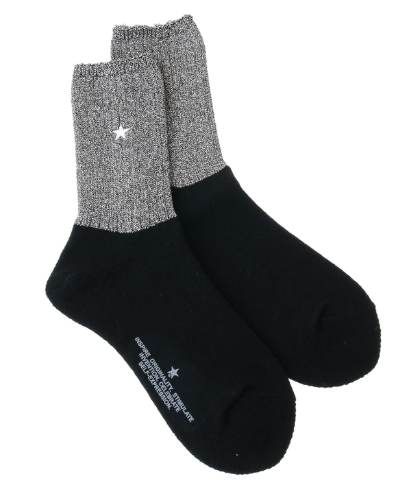 STAR★ GLITTER BI-COLOR RIB SOX 詳細画像 ブラック 1