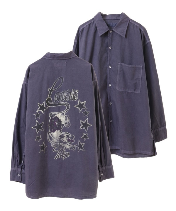 PIGMENT DYE BACK PRINT SHIRT 詳細画像 パープル 1