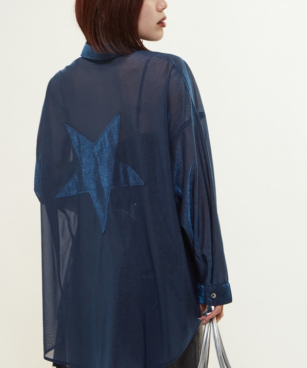 STAR★ PATCH GLITTER SHEER SHIRT 詳細画像 ネイビー 1