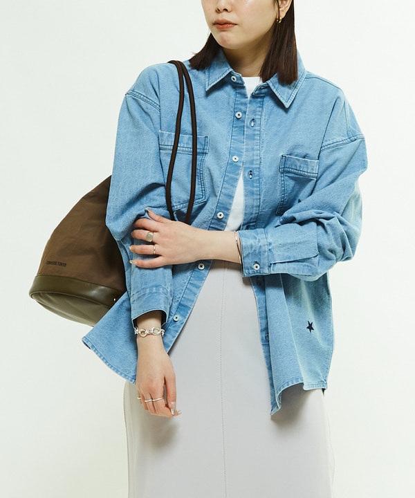 STAR★ PATCH DENIM SHIRT 詳細画像 サックスブルー 1