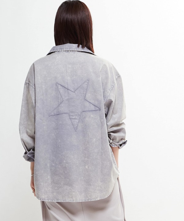 ACID WASH STAR★ PATCH OVER SHIRT 詳細画像 2