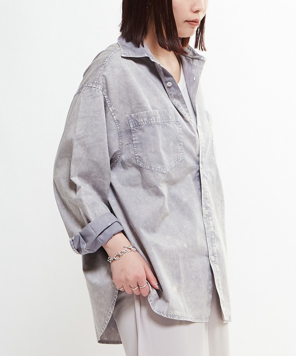 ACID WASH STAR★ PATCH OVER SHIRT 詳細画像 グレー 1