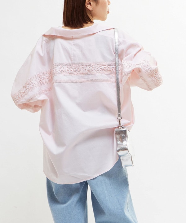 【STAR★LACE】BACK LACE OVERSIZED SHIRTS 詳細画像 1