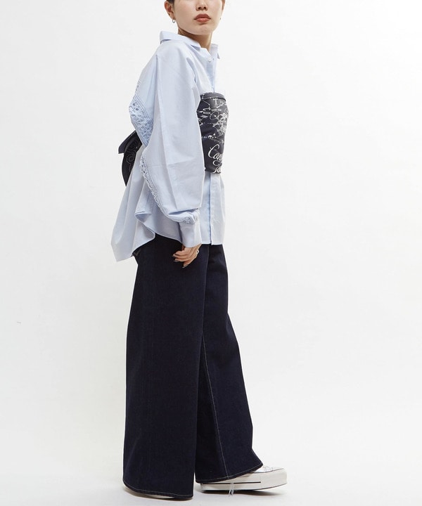 【STAR★LACE】BACK LACE OVERSIZED SHIRTS 詳細画像 11