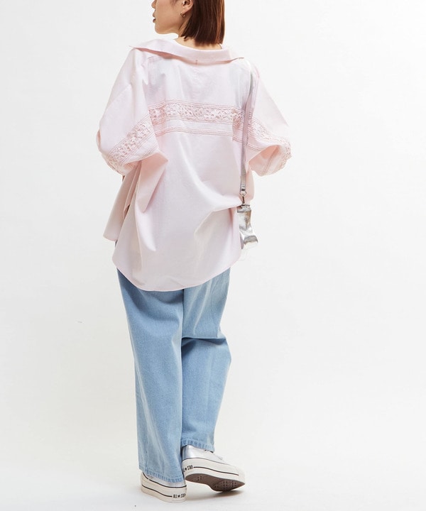 【STAR★LACE】BACK LACE OVERSIZED SHIRTS 詳細画像 3