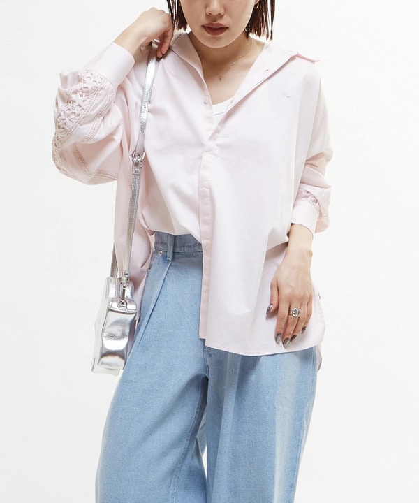 【STAR★LACE】BACK LACE OVERSIZED SHIRTS 詳細画像 5