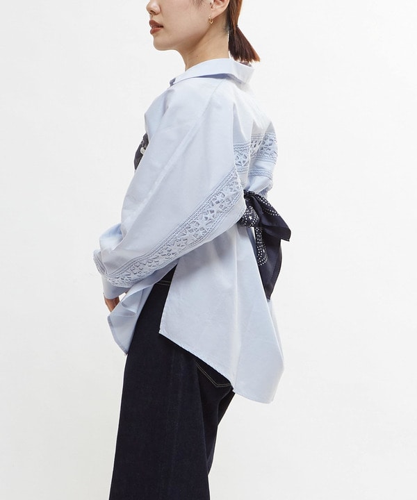 【STAR★LACE】BACK LACE OVERSIZED SHIRTS 詳細画像 8