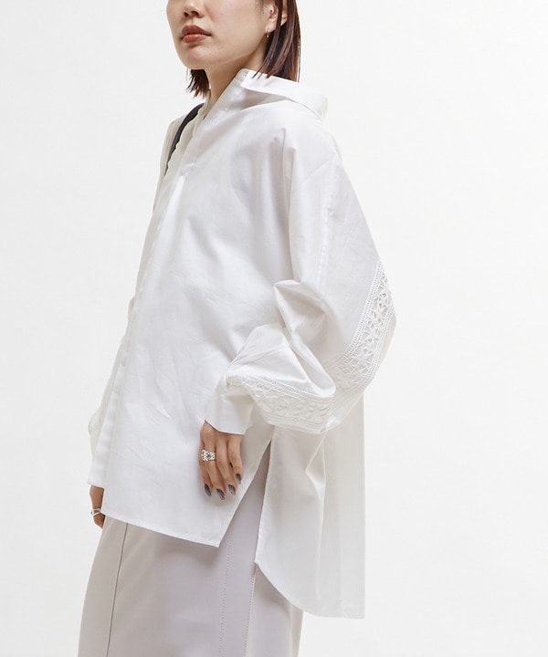 【STAR★LACE】BACK LACE OVERSIZED SHIRTS 詳細画像 ホワイト 1