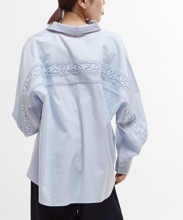 【STAR★LACE】BACK LACE OVERSIZED SHIRTS 詳細画像 サックスブルー 1