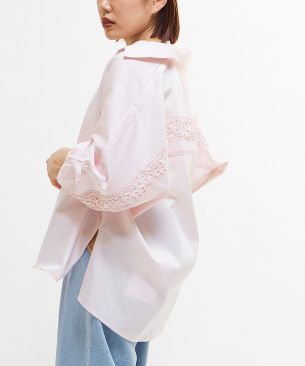 【STAR★LACE】BACK LACE OVERSIZED SHIRTS 詳細画像 ピンク 1