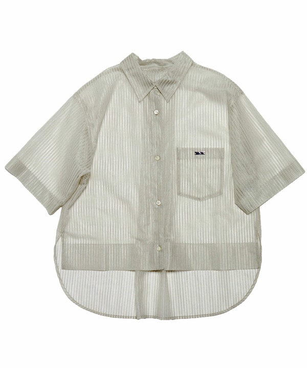 【HL】SHEER STRIPE BOXY SHIRT 詳細画像 ベージュ 1