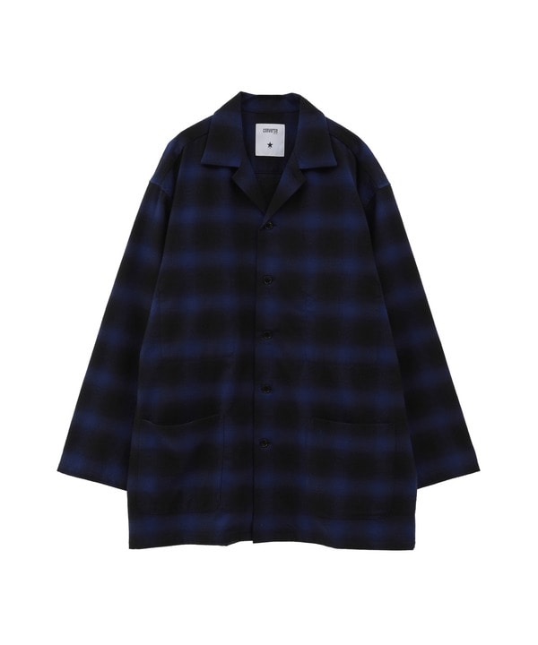 OVERSIZED FLANNEL CHECKED SHIRT JACKET 詳細画像 ネイビー 1