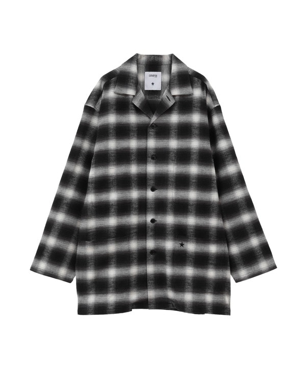 OVERSIZED FLANNEL CHECKED SHIRT JACKET 詳細画像 ブラック 1