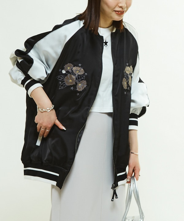 SATIN OVERSIZE SOUVENIR JACKET 詳細画像 1