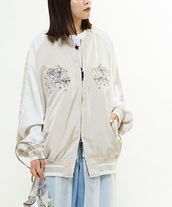 SATIN OVERSIZE SOUVENIR JACKET 詳細画像 ベージュ 1