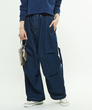 DENIM WIDE CARGO PANTS