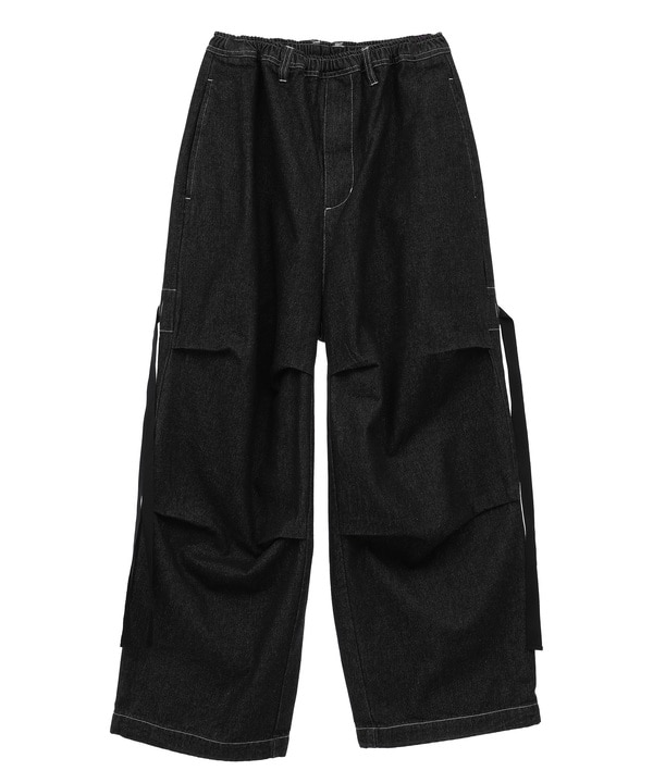 DENIM WIDE CARGO PANTS 詳細画像 ブラック 1