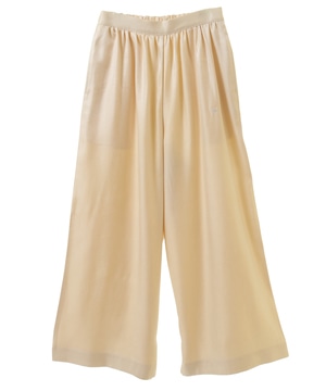 SHINY SATIN GATHER WIDE PANTS