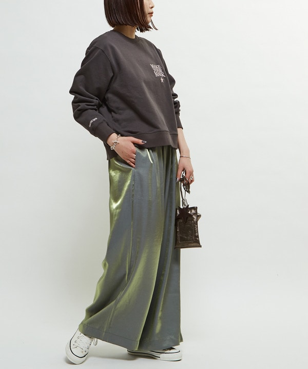 SHINY SATIN GATHER WIDE PANTS 詳細画像 2