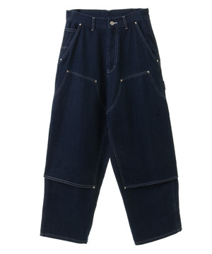 MILITARY WIDE DENIM DOUBLE KNEE PANTS