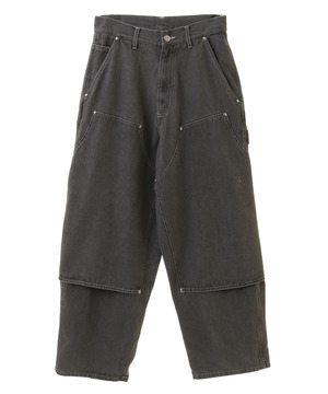 MILITARY WIDE DENIM DOUBLE KNEE PANTS