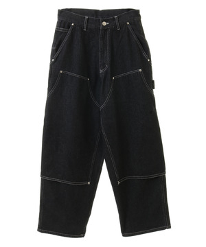 MILITARY WIDE DENIM DOUBLE KNEE PANTS