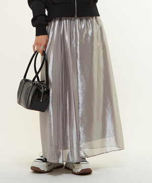 ASYMMETRY SHINY PLEATS SKIRT