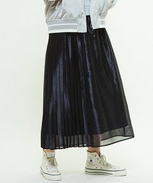 ASYMMETRY SHINY PLEATS SKIRT