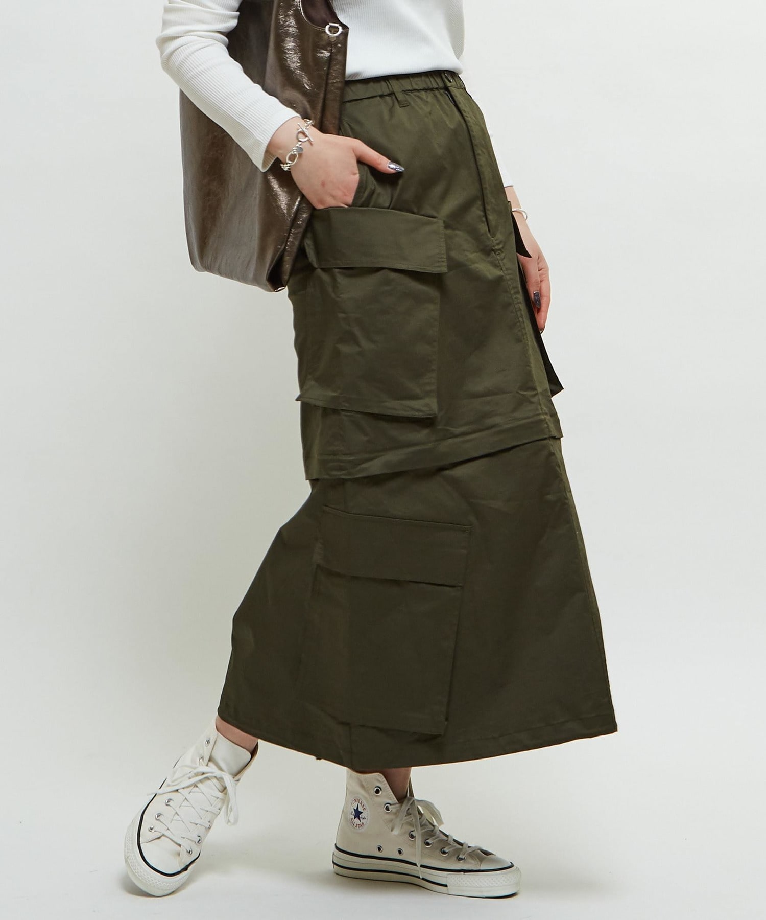 2WAY DETACHABLE MILITARY CARGO SKIRT｜CONVERSE TOKYO