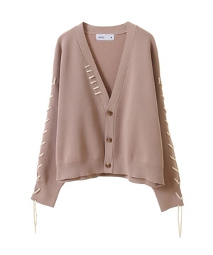 BLANKET STITCH KNIT SHORT CARDIGAN