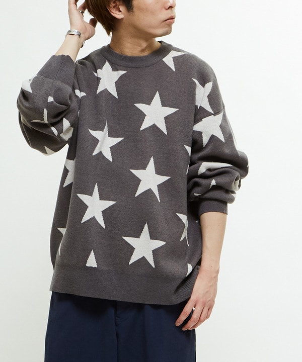 STAR★ JACQUARD PULLOVER KNIT 詳細画像 杢グレー 1