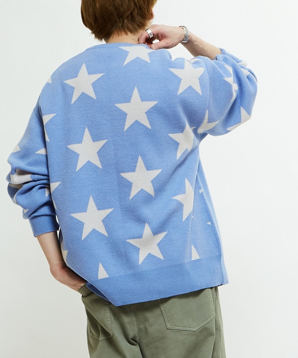 STAR★ JACQUARD PULLOVER KNIT 詳細画像 サックスブルー 1