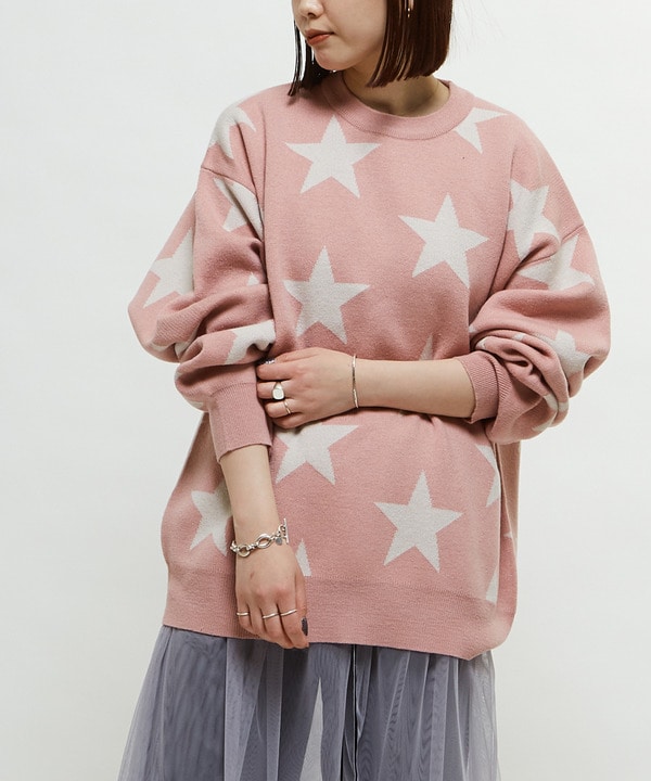 STAR★ JACQUARD PULLOVER KNIT 詳細画像 ピンク 1