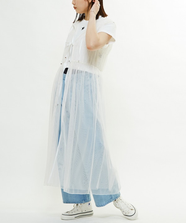 SHIRRING TULLE LAYERED DRESS 詳細画像 ホワイト 1