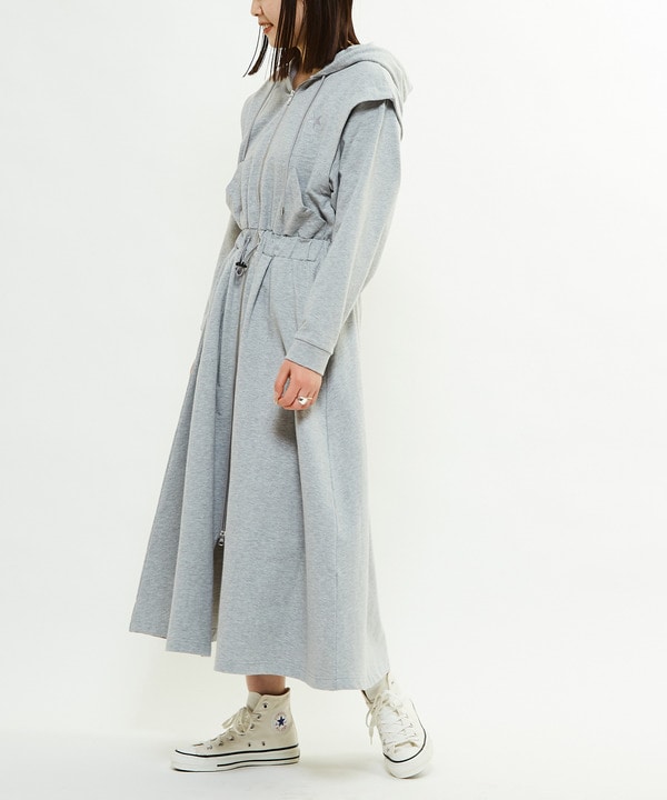 WAIST CORD HOODIE SWEAT DRESS 詳細画像 グレー 1