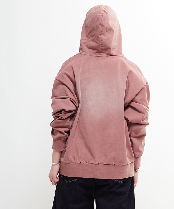 PIGMENT DYE DISTRESSED ZIP-UP HOODIE 詳細画像 3