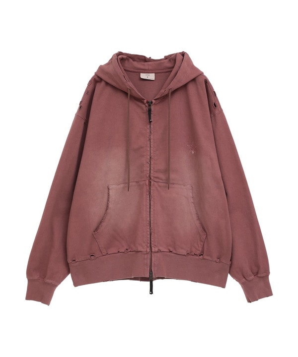 PIGMENT DYE DISTRESSED ZIP-UP HOODIE 詳細画像 7