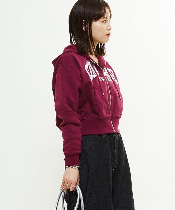 COLLEGE LOGO SHORT HOODIE 詳細画像 ボルドー 1