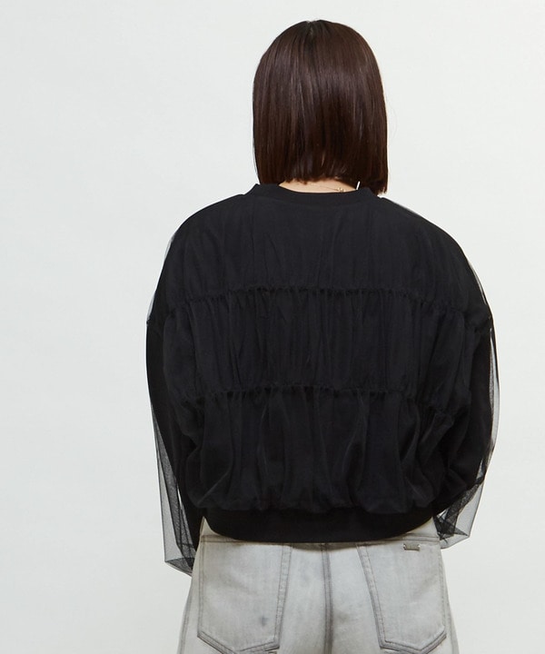 SHIRRING TULLE DOCKING SWEAT 詳細画像 7